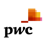 PwC logo with colorful geometric design on a white background